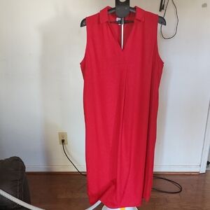 Liz Claiborne Vibrant Red Linen Maxi Dress